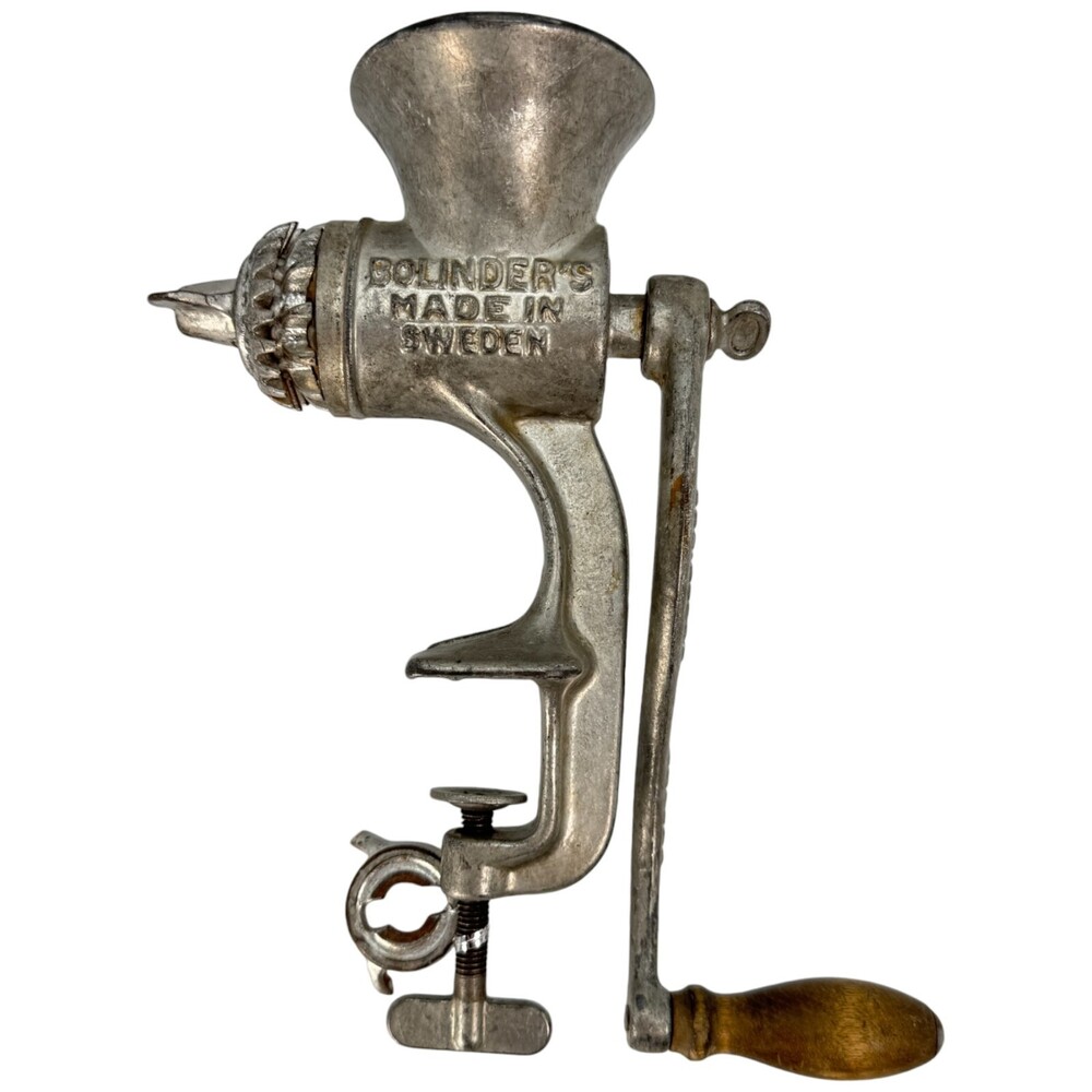 Bolinder’s Meat Grinder Food Hand Cranked No 2 Ideal Stockholm Sweden Steel VTG